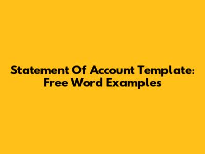 Statement Of Account Template: Free Word Examples