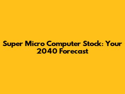Super Micro Computer Stock: Your 2040 Forecast