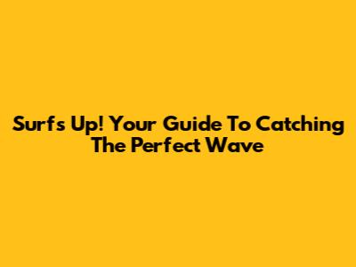 Surf's Up! Your Guide To Catching The Perfect Wave