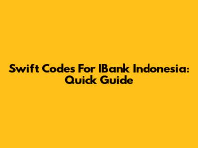 Swift Codes For IBank Indonesia: Quick Guide