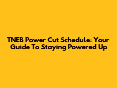TNEB Power Cut Schedule: Your Guide To Staying Powered Up