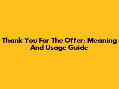 Thank You For The Offer: Meaning And Usage Guide