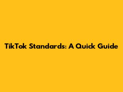 TikTok Standards: A Quick Guide