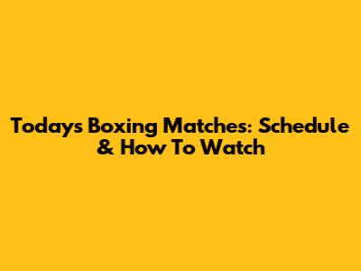 Today's Boxing Matches: Schedule & How To Watch