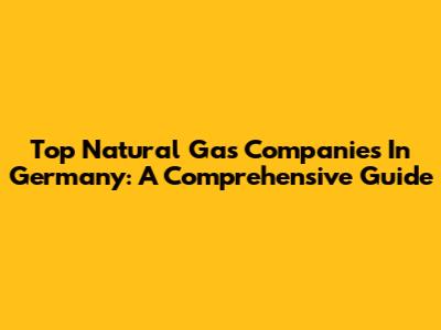 Top Natural Gas Companies In Germany: A Comprehensive Guide