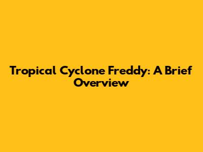 Tropical Cyclone Freddy: A Brief Overview