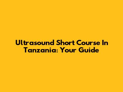 Ultrasound Short Course In Tanzania: Your Guide