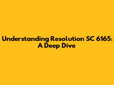 Understanding Resolution SC 6165: A Deep Dive