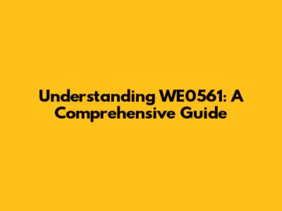 Understanding WE0561: A Comprehensive Guide