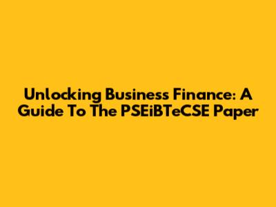Unlocking Business Finance: A Guide To The PSEiBTeCSE Paper