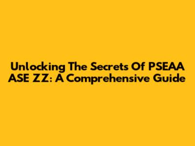 Unlocking The Secrets Of PSEAA ASE ZZ: A Comprehensive Guide