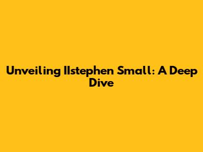 Unveiling IIstephen Small: A Deep Dive