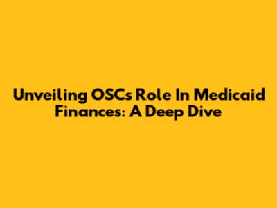 Unveiling OSC's Role In Medicaid Finances: A Deep Dive