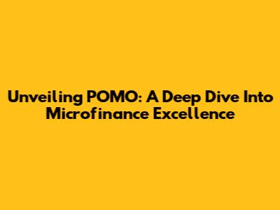 Unveiling POMO: A Deep Dive Into Microfinance Excellence