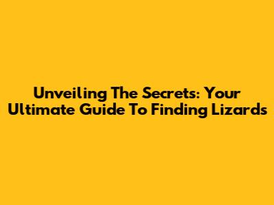 Unveiling The Secrets: Your Ultimate Guide To Finding Lizards
