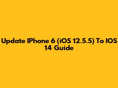 Update IPhone 6 (iOS 12.5.5) To IOS 14 Guide