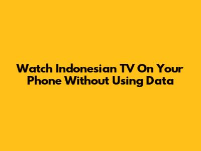 Watch Indonesian TV On Your Phone Without Using Data