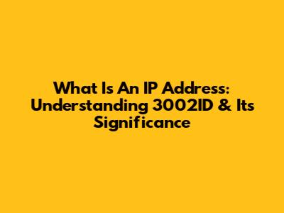 What Is An IP Address: Understanding 3002ID & Its Significance
