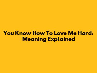 You Know How To Love Me Hard: Meaning Explained